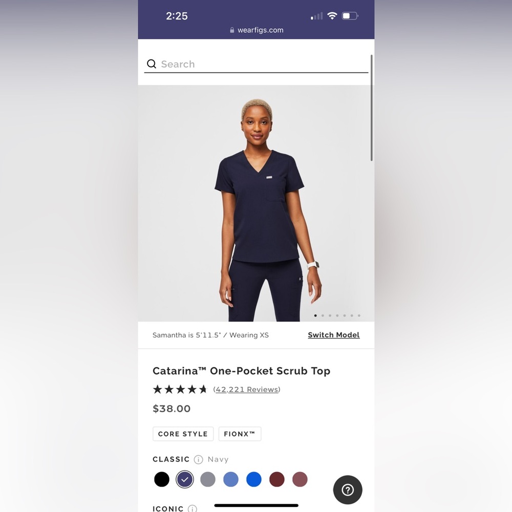 Catrina one pocket scrub top xs dark blue